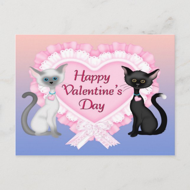 Postal de los gatos del el día de San Valentín (Anverso)