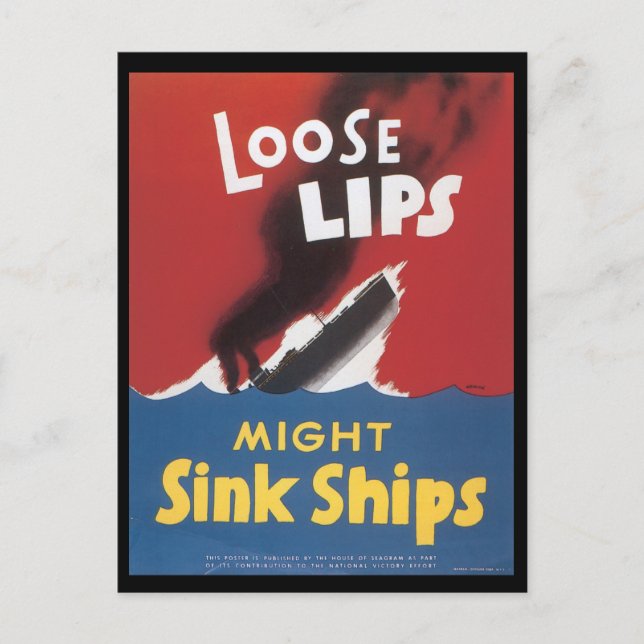 Postal de los labios sueltos de la Segunda Guerra  (Anverso)