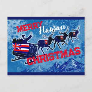 postal de los Navidades de bandera de Hawái de Mer