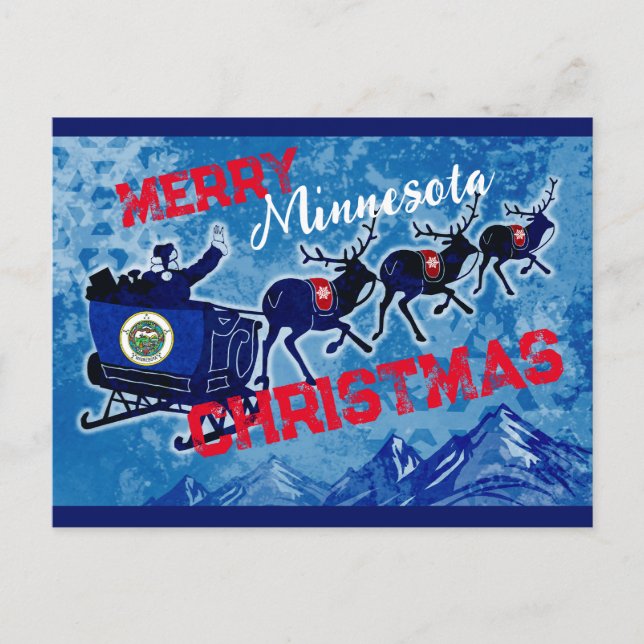 postal de los Navidades de la bandera de Merry Min (Anverso)