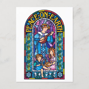 Postal de los Navidades de vidrio manchado por la