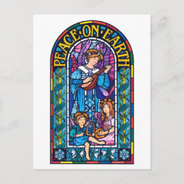 Postal de los Navidades de vidrio manchado por la