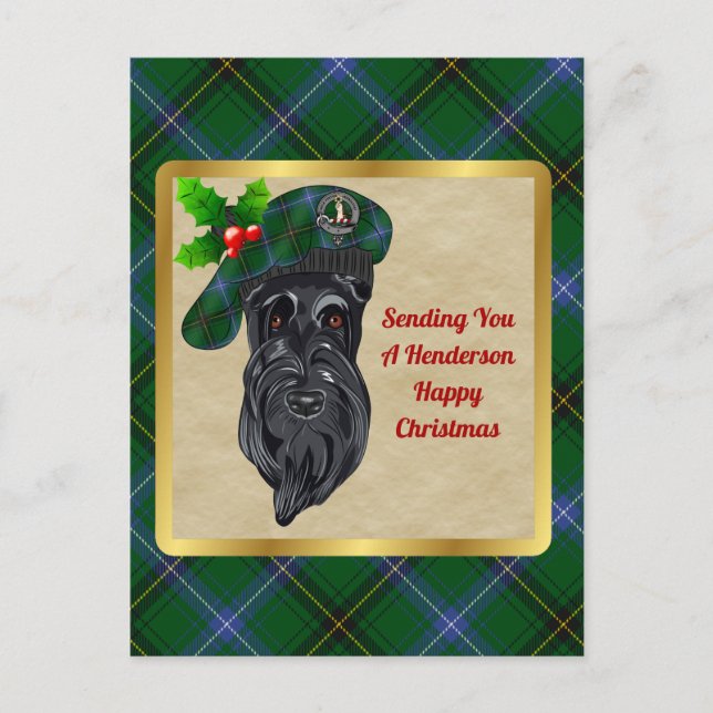 Postal de los Navidades Henderson Clan Badge y Tar (Anverso)