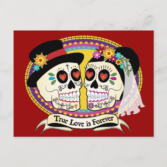 Postal de los Novios Sugar Skull (Inglés) (Anverso)