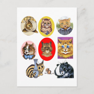 Postal de los retratos del arte del gato de Louis
