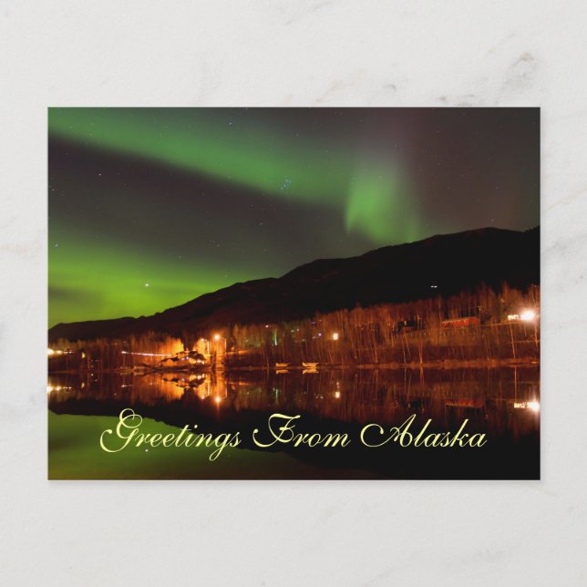 Postal de los saludos de Borealis de la aurora (Anverso)