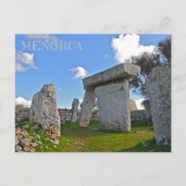 postal de los talaiots en la isla de Menorca