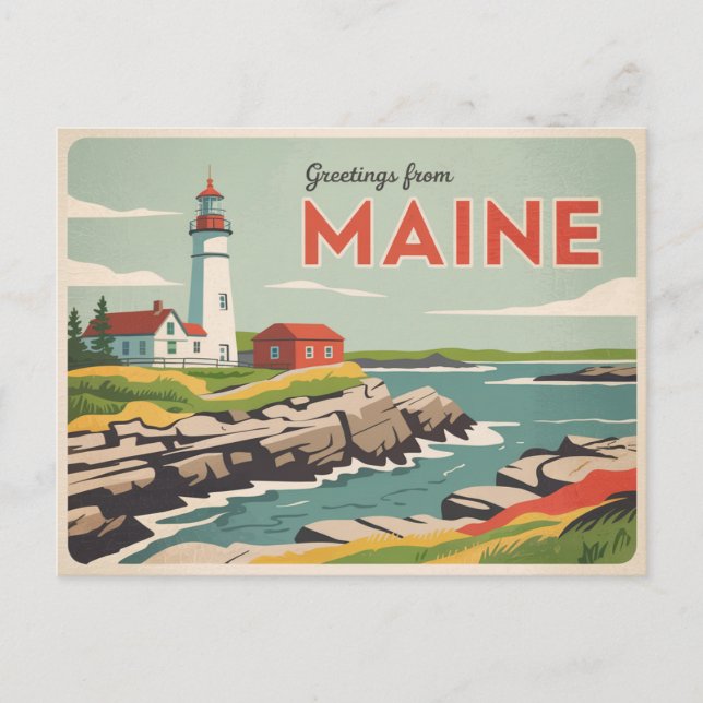 Postal de Maine Vintage | Saludos desde Maine (Anverso)