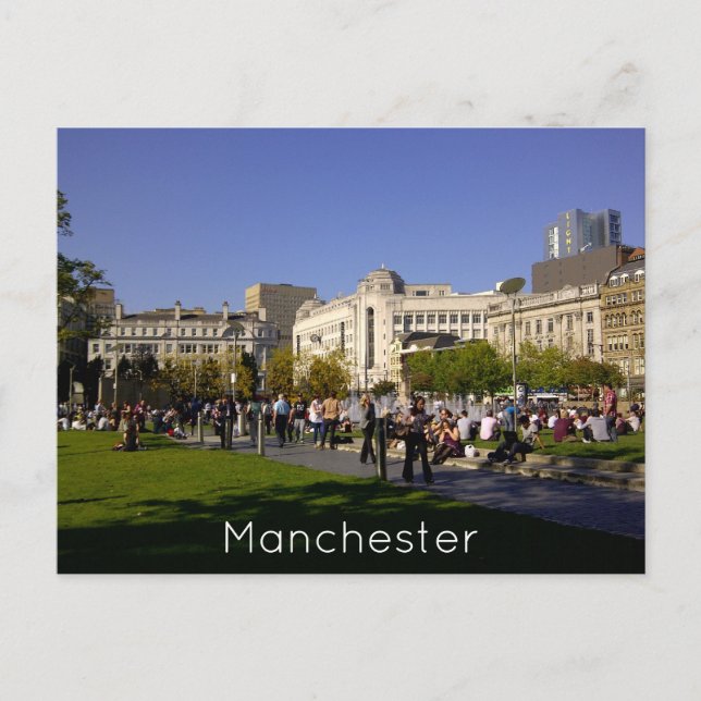 Postal de Manchester Piccadilly Gardens (Anverso)