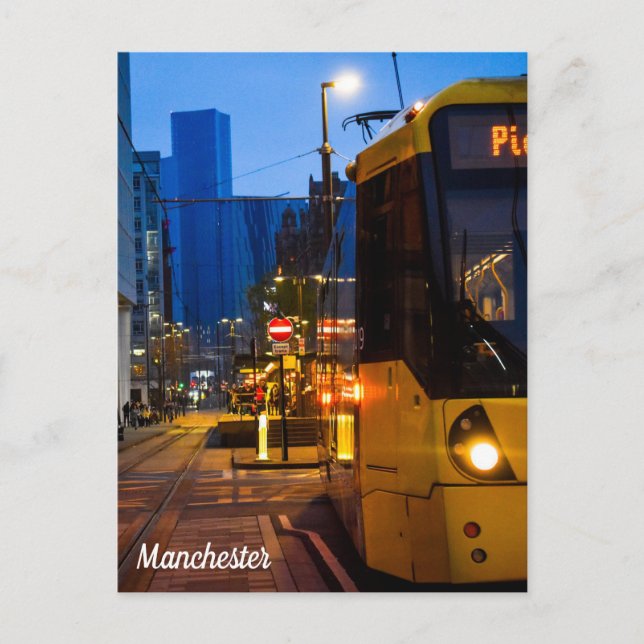 Postal de Manchester Tram Piccadilly Gardens (Anverso)