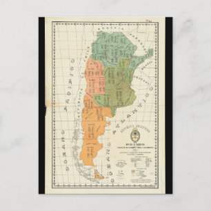 Postal de mapa de América del Sur vintage