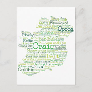 Postal de mapa de arte de palabras de jerga irland