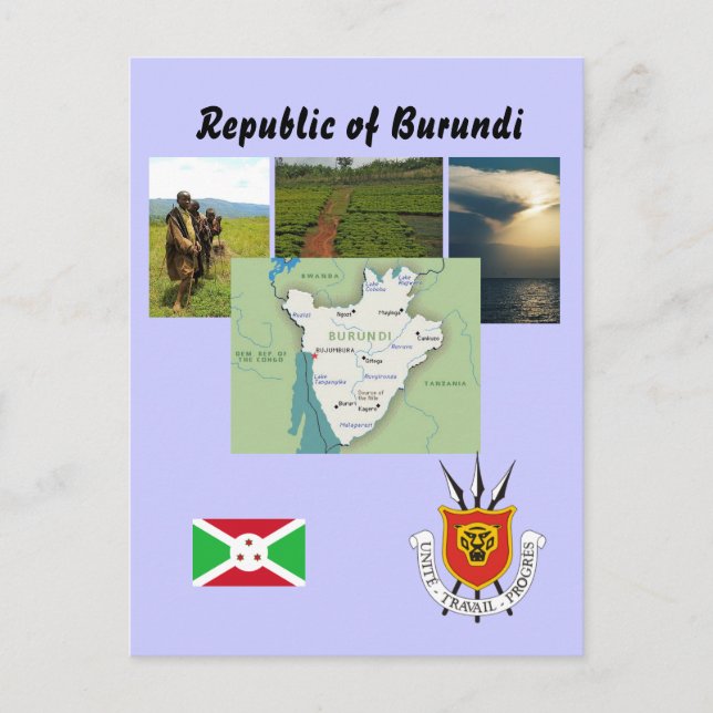 Postal de mapa de Burundi (Anverso)