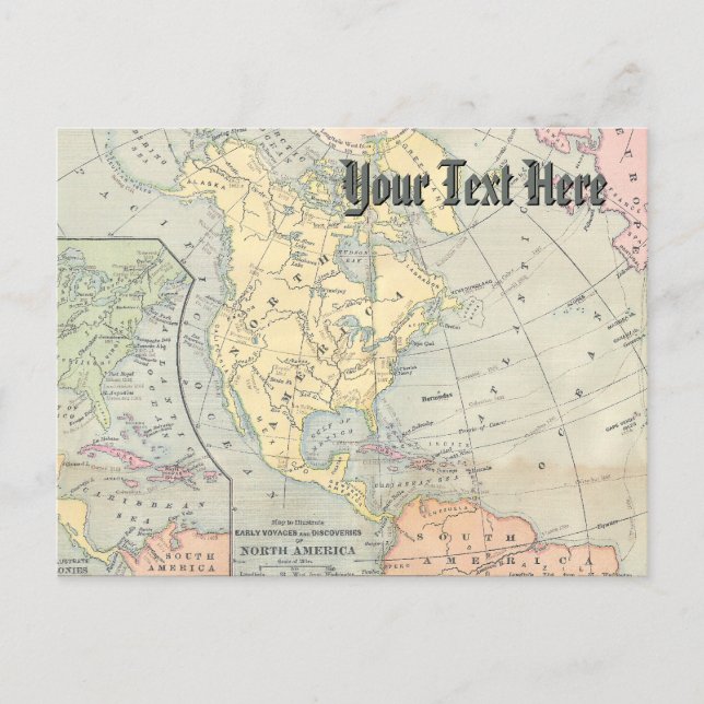 Postal de mapa de cosecha de vintage (Anverso)