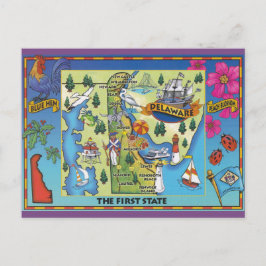 postal de mapa de estado de Delaware