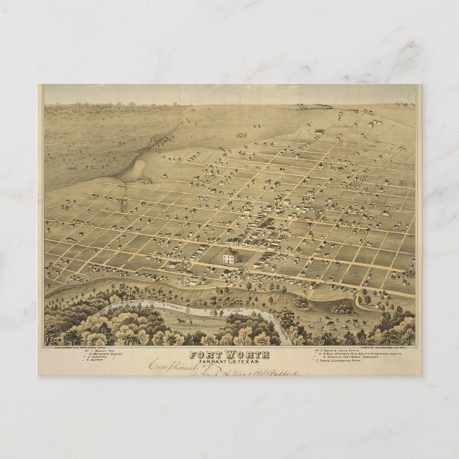 Postal de mapa de fort de vintage (Anverso)