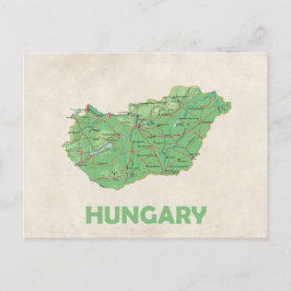 postal de mapa de Hungría