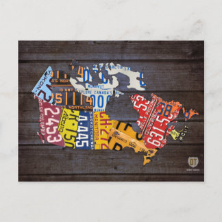 Postal de mapa de la placa de licencia de Canadá