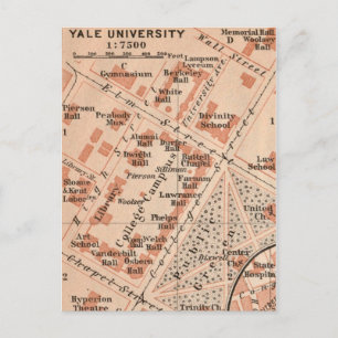 Postal de mapa de la Universidad de Yale