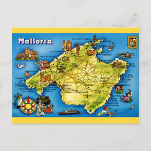 Postal de mapa de Mallorca España
