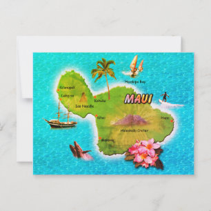 Postal de Mapa de Maui