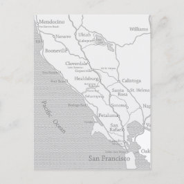 Postal de mapa de Mendocino a San Francisco