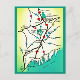 Postal de mapa de Portland a Lakeview ME