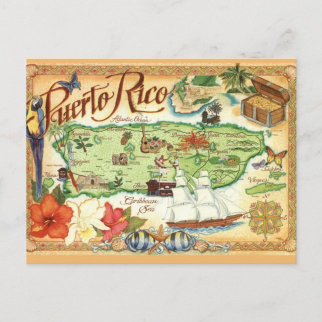 Postal de Mapa de Puerto Rico (Anverso)
