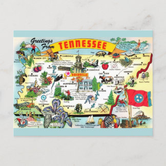 Postal de mapa de Tennessee de época