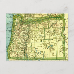 Postal de mapa del estado de Oregon