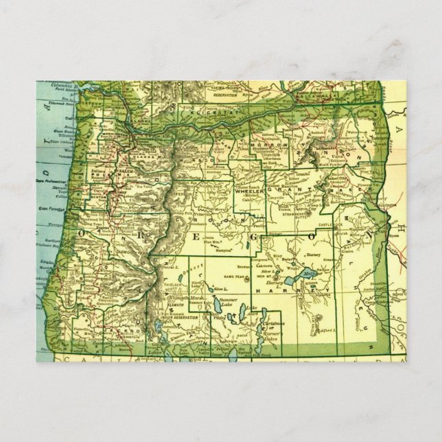 Postal de mapa del estado de Oregon (Anverso)