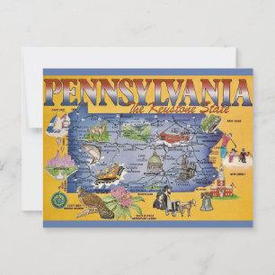 Postal de mapa del estado de Pensilvania
