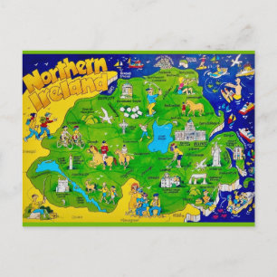 Postal de mapa divertido de Irlanda del Norte