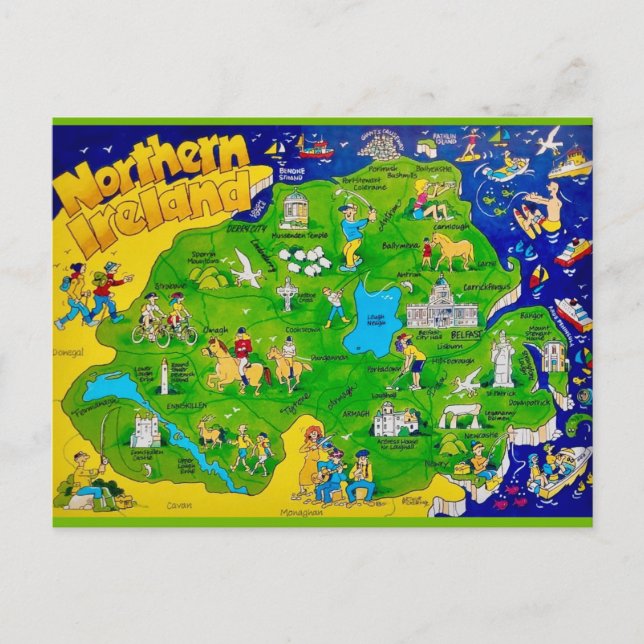 Postal de mapa divertido de Irlanda del Norte (Anverso)