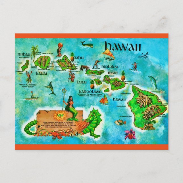Postal de mapa divertido de las Islas Hawái (Anverso)