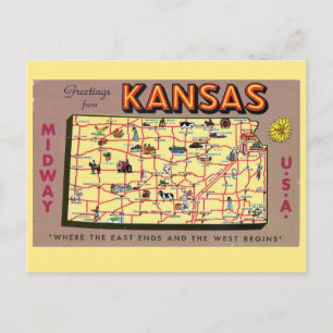 Postal de mapa estatal de Kansas