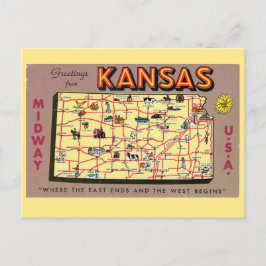 Postal de mapa estatal de Kansas