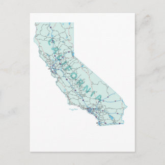 postal de mapa interestatal de California