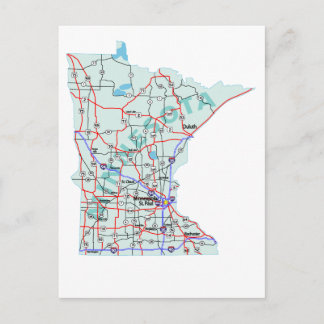 Postal de mapa interestatal de Minnesota