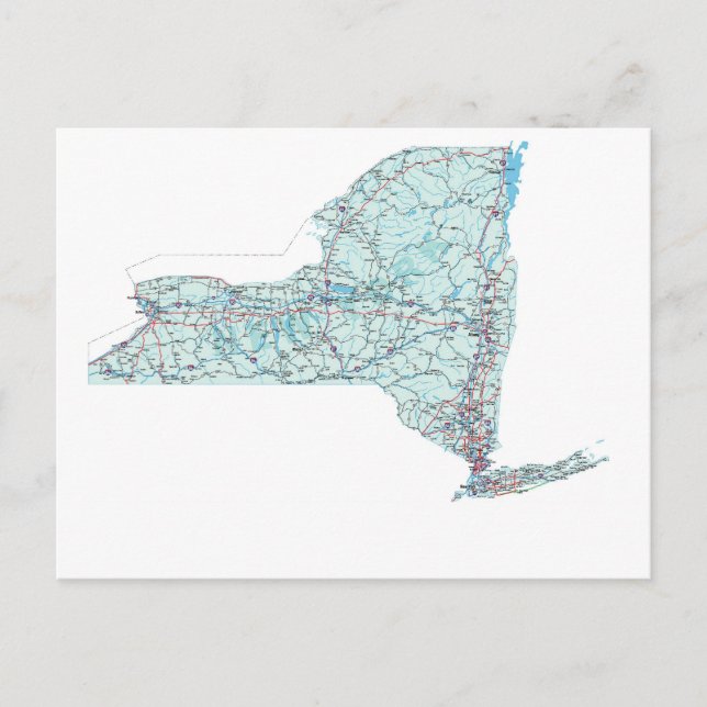 Postal de mapa interestatal de Nueva York (Anverso)