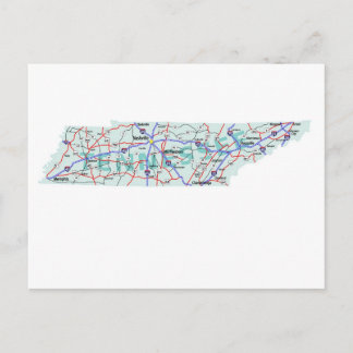 Postal de mapa interestatal de Tennessee