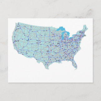 Postal de mapas interestatales de Estados Unidos