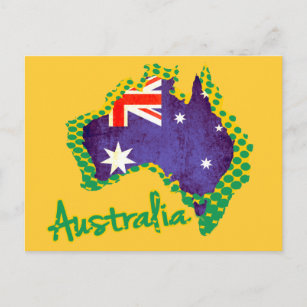 postal de marca de mapa de Australia