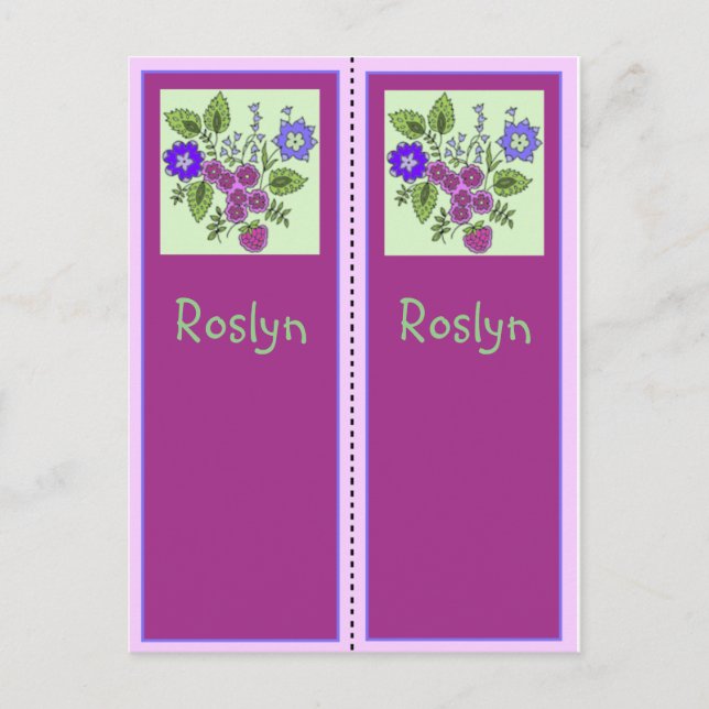 Postal de marcadores personalizada de Roslyn (Anverso)