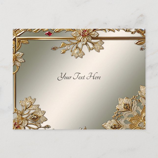 Postal de marco floral ornato dorado (Anverso)