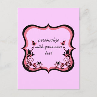 Postal de marco floral suave, rosa