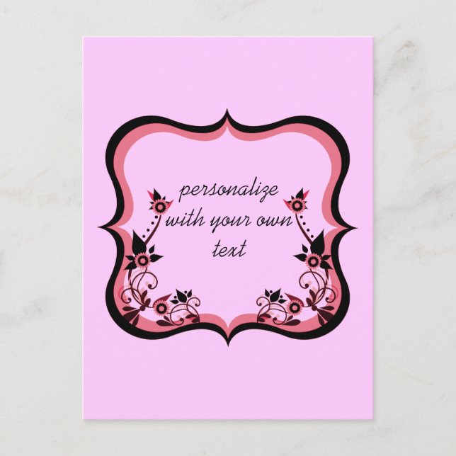 Postal de marco floral suave, rosa (Anverso)