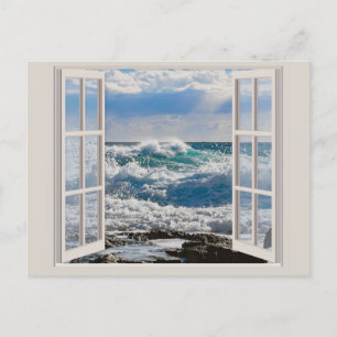 Postal de marea entrante de olas oceánicas