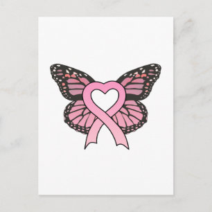 Postal de mariposa cardíaca de cinta rosa