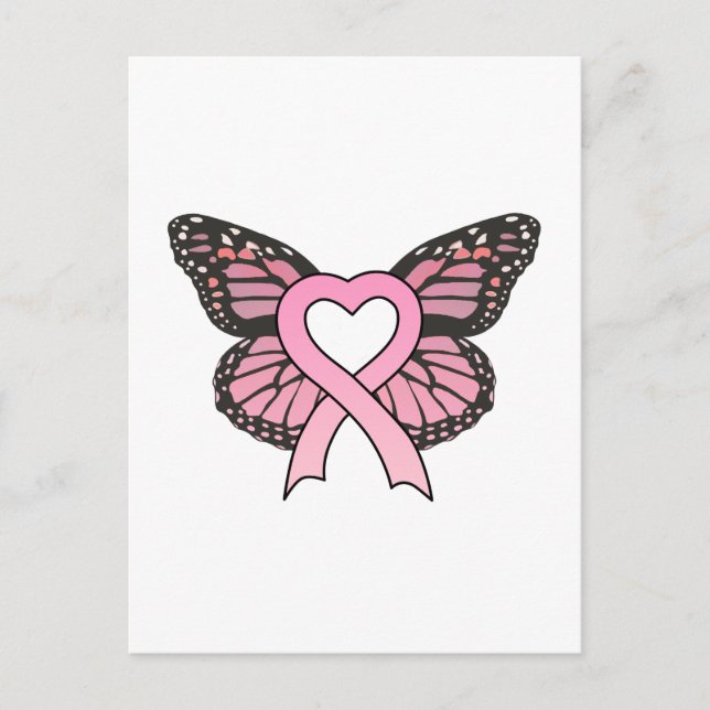 Postal de mariposa cardíaca de cinta rosa (Anverso)